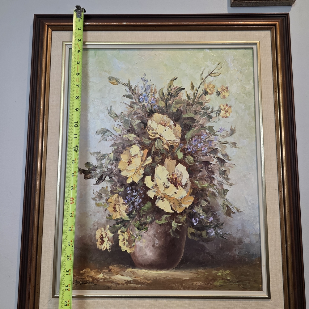 Original Mary Kendrick Oil Painting | Yellow Floral Still Life | Palette Knife - Picture 12 of 15